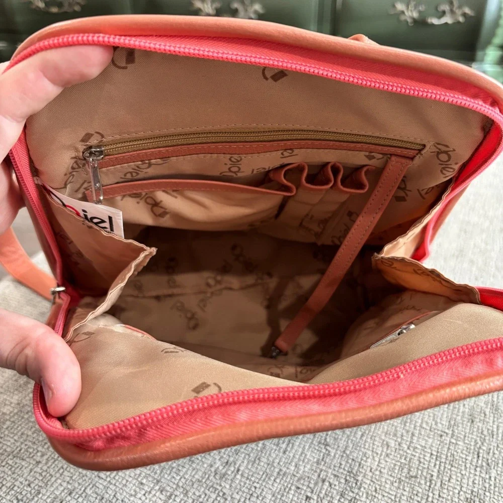 Dpiel Leather Backpack Coral Croc‎ Embossed Fashion Small Mini Bag